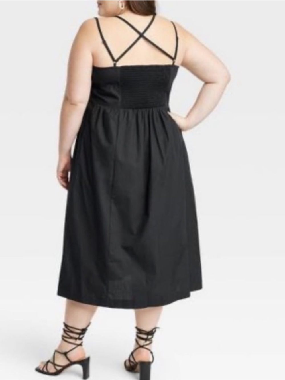 a new day Black Sleeveless Midi Dress with Thin Straps - Picture 2 of 10